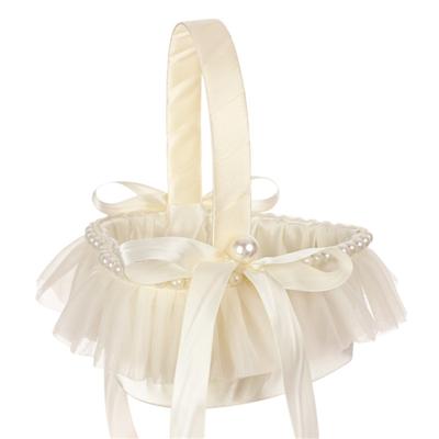 Cesta de Boda Portátil Cestas de Flores Decorativas de Boda Occidental con Encaje Niña Cesta de Almacenamiento en Forma de Corazón Aniversario