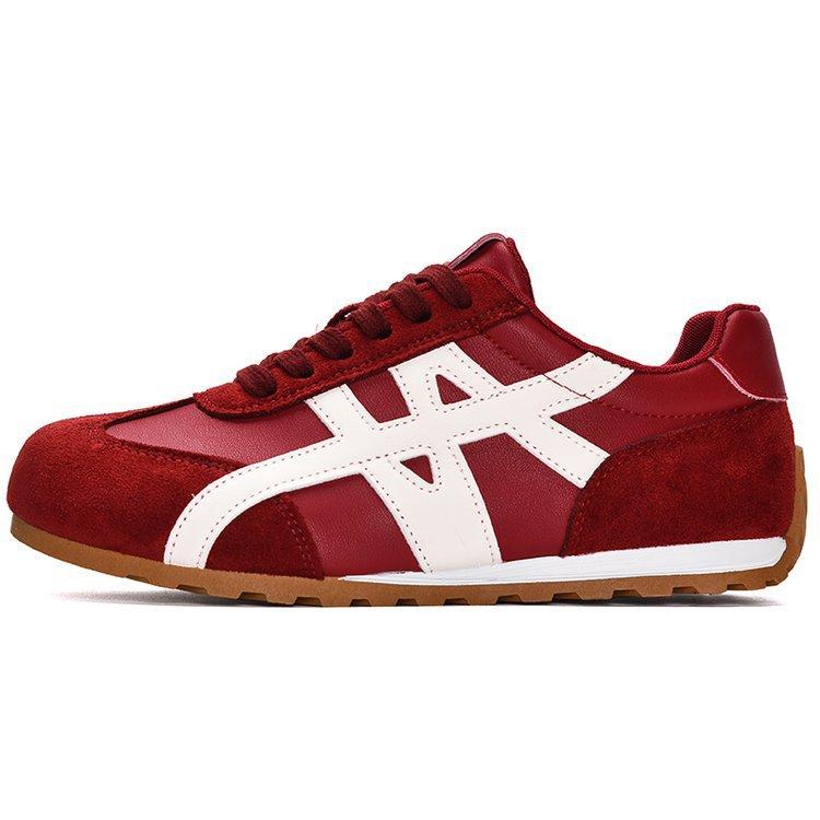 Soft leather version~ Forrest Gump shoes women's 2025 autumn new round head thick sole color matching non-slip comfortable casual sports shoes tide