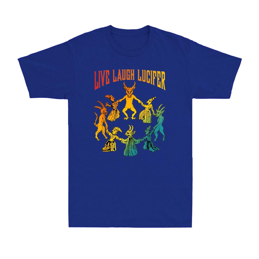 Live Laugh Lucifer Horror Satan Satanic Demon Devil Vintage Retro Unisexs Tshirt