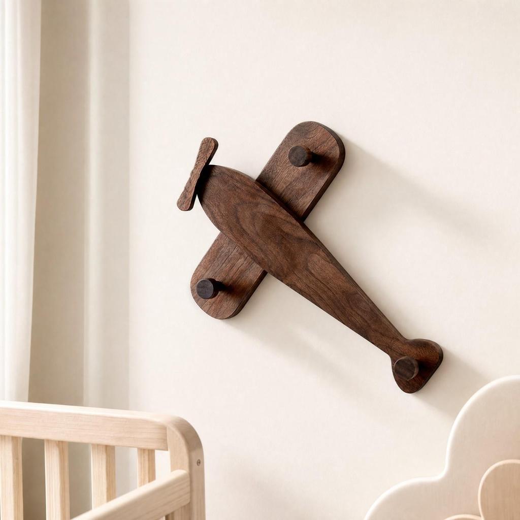 Airplane Wall Hook with Hanging Pegs Cute for Little Ones