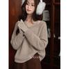 Luxiangnan Women's Faux Two-Piece Cashmere Sweater