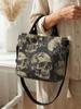 Vintage Used Totasche mit Totenkopf-Print Abnehmbarer Riemen Crossbody Handtasche Für Damen Tägliches Einkaufen
