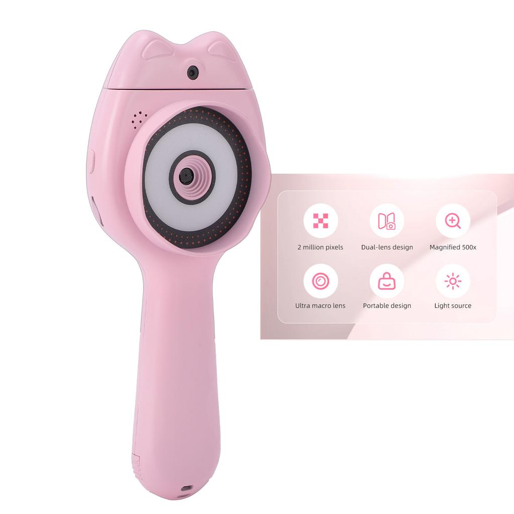 Handheld Digital Microscope 2.0 Inch Display Telephoto Double Lens 500X Optical Magnification Digital Zoom   Digital Microscope