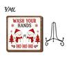 Christmas Pet Ornament Wooden Tabletop Decor, 2D Santa with Iron Stand, Rustic Wrought Display Stand Holiday Sign for Home And Cafe Festive