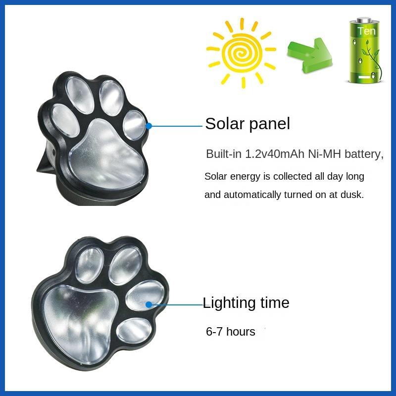 Solar Cat Paw Light Outdoor Creative Animal Paw Decorative Light Garden Patio Waterproof Lawn Lights