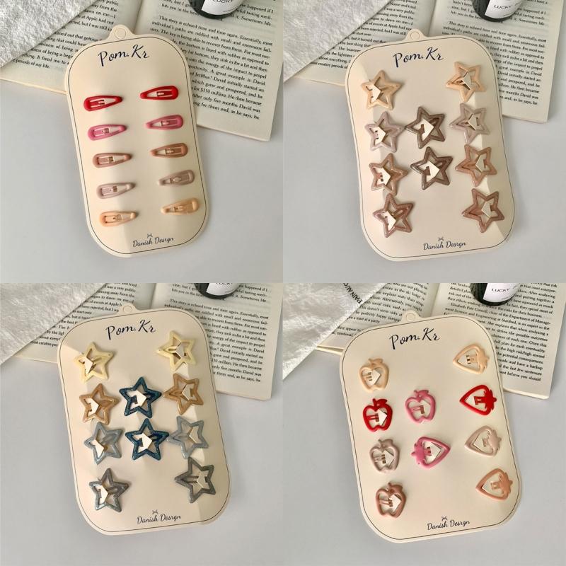 10pcs Stylish Hairpin Set Durable Alloy Hair Clip Lightweight Heart Star Hair Clip for Girls for Different Hairstyles