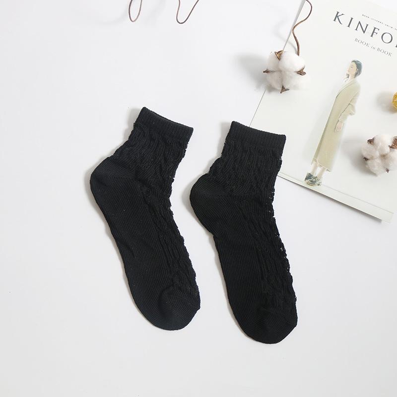 5 Paires Chaussettes Treillis Losanges Creux Respirantes Tube Chaussettes en Coton pour Femmes