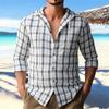 Men's Plaid Hooded Long Sleeve Shirt Autumn Thin Cardigan Sunscreen Shirt
