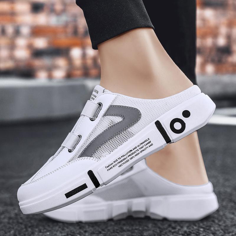 2026 Summer New Mesh Half-drag Board Shoes Men's Cool Slippers Bag Head Half Slippers Hollow Breathable Men's Shoes