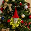 Lighted Gnome Christmas Wreath for Front Door Artificial Pine Spruce Hanging Sign Swedish Tomte Holiday Decor for Indoor Outdoor Porch Window Wall