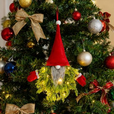 Guirlanda de Natal de Gnomo Iluminada para Porta da Frente Pinheiro Artificial Abeto Placa Pendurada Tomte Sueco Decoração de Feriado para Interior Exterior Varanda Janela Parede