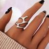 European And American Personality Irregular Geometric Hollow Out Ring Metal Texture Opening Adjustable Ring Women's Ring