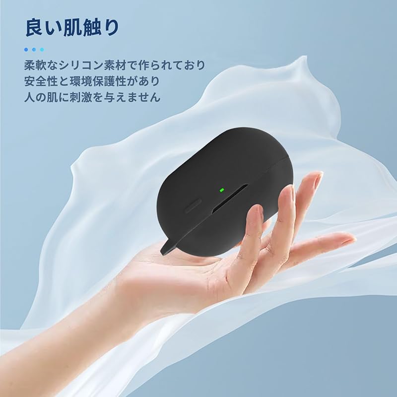 For SoundPeats CC for Case Cover [NOUKAJU] Wireless Earphones Silicon Protective Case (With Carabiner + Strap Included) ) Fall Prevention Scratch