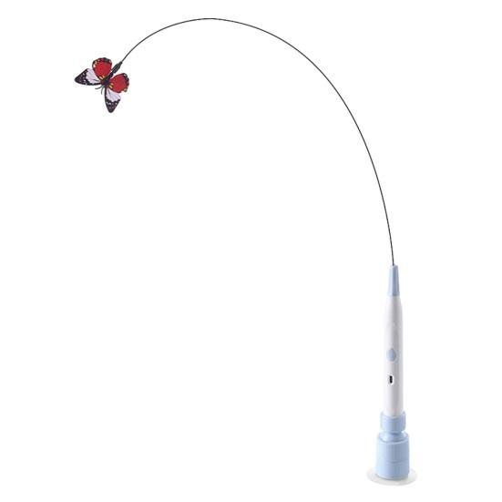 Electric Cat Butterfly Wand Teaser Stick Toy Cat Charging синий