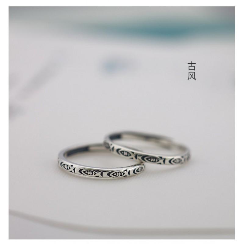 Adjustable Vintage Fish Ring Women Men Copper Plated Retro Animal Style Finger