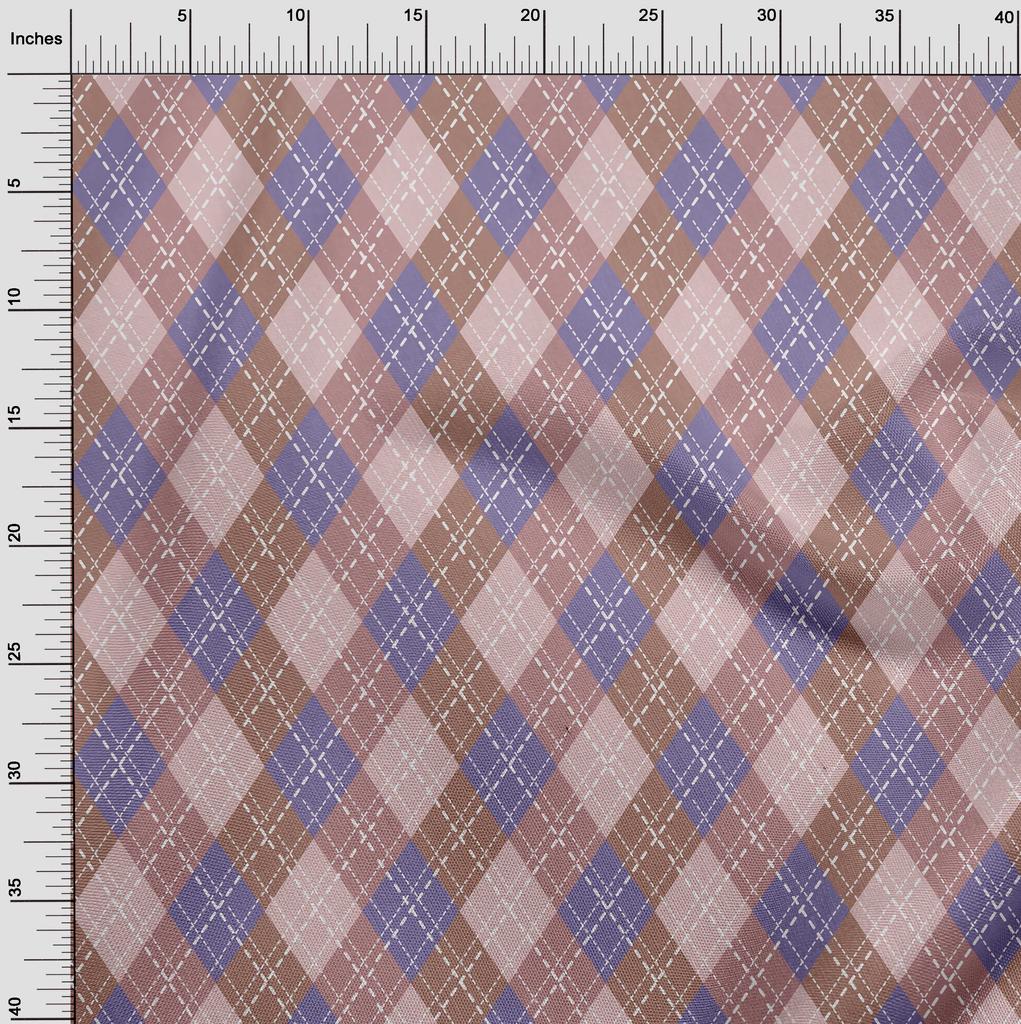 oneOone Cotton Flex Light Green Fabric Check Argyle Dress Material Fabric Print Fabric By The Yard 40 Inch
