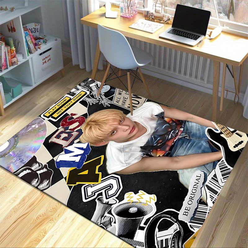 Music Rebellion Carpet For Playroom Bedroom Living Room Sofa Home Decorkids Game Area Rug Nonslip Floor Mat