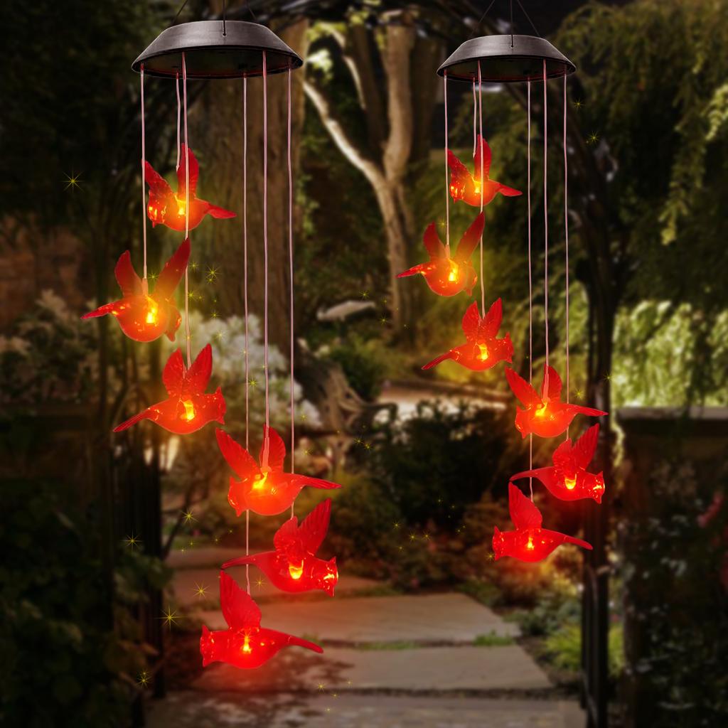 1 Stück Buntes Solar Kolibri Windspiel Licht, Landschaftslicht, Geeignet für Außengarten, Terrassendekoration und Weihnachtsgeschenk