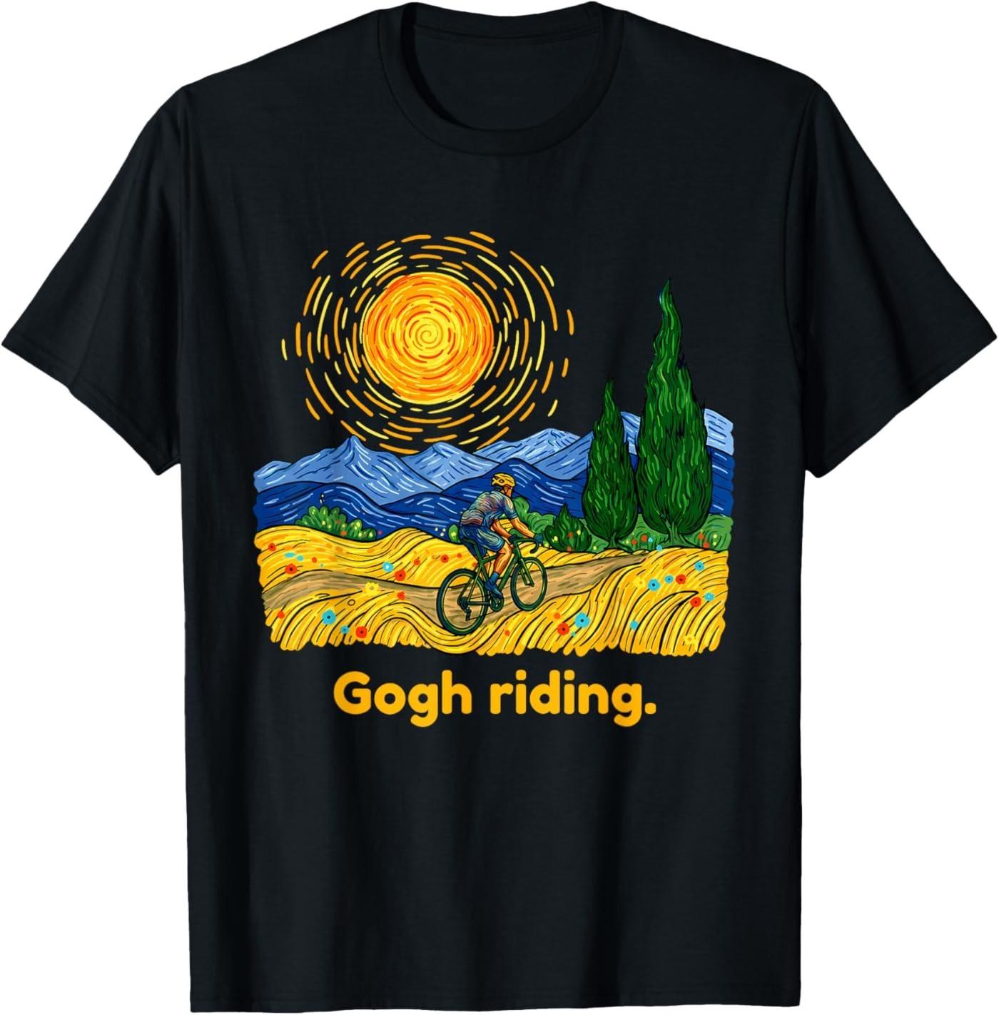 Gogh Riding Funny Cycling Van Gogh Art Bike T- Unisex T-Shirt XXL