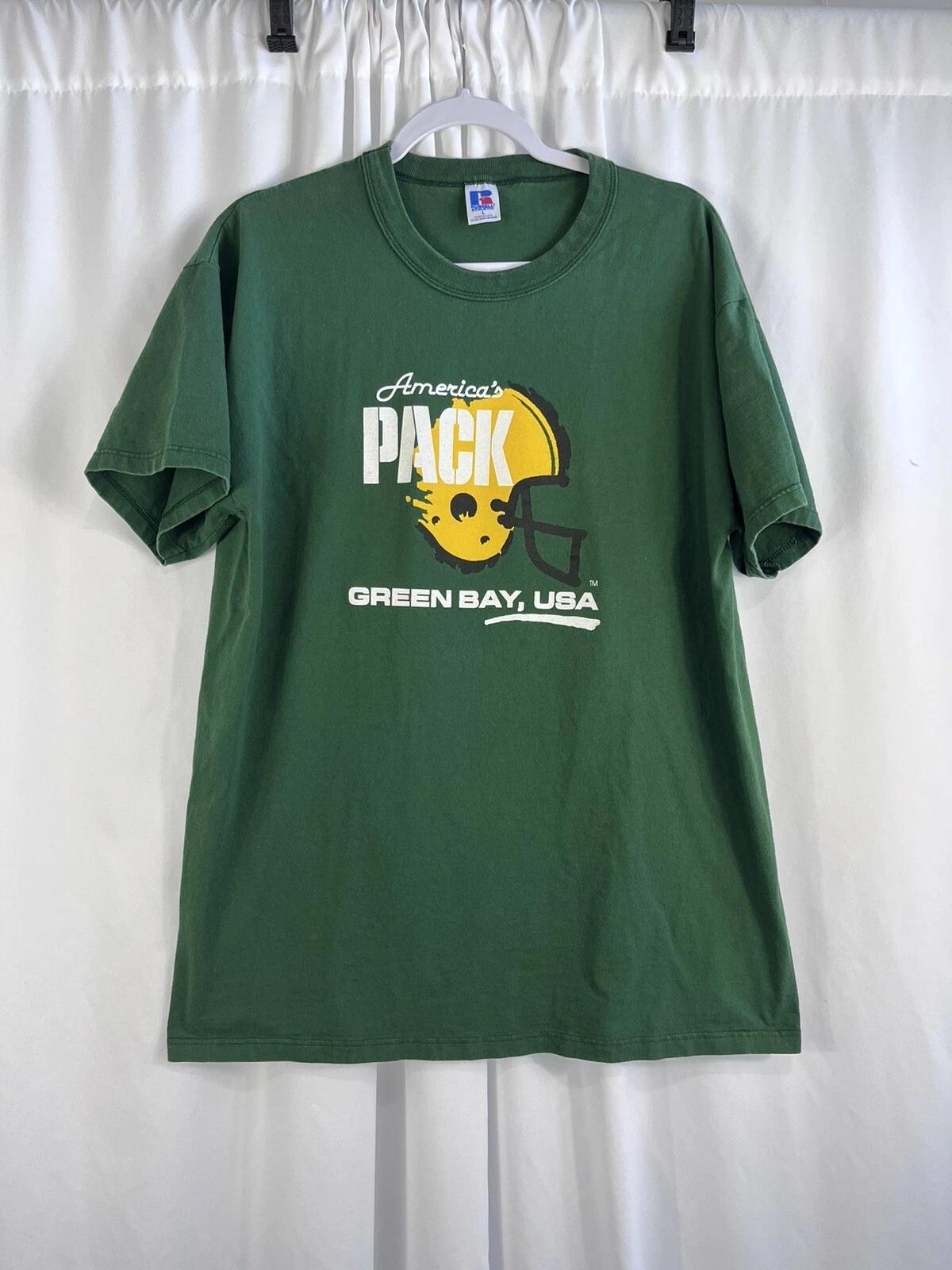 Vintage Green Bay Packers Shirt Mens Large Green Russell Athletic Single Stitch 4XL