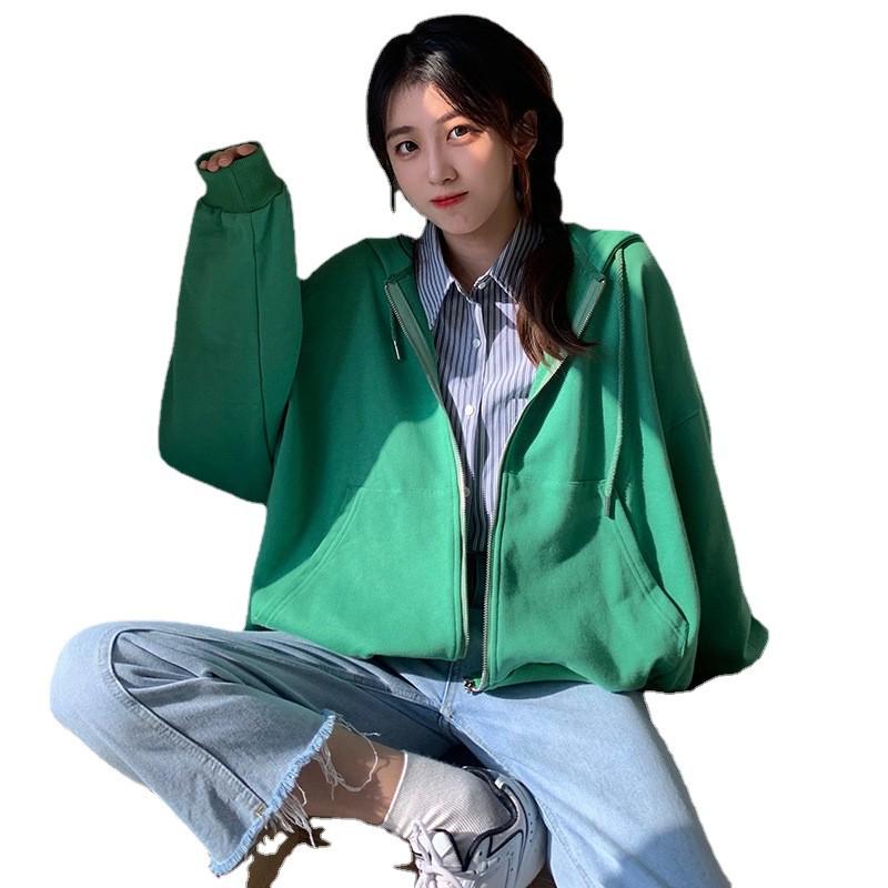 Women's Korean Style Loose Hooded Sweatshirt Jacket - Short, Thin, Trendy, 2026 Spring/Autumn Design