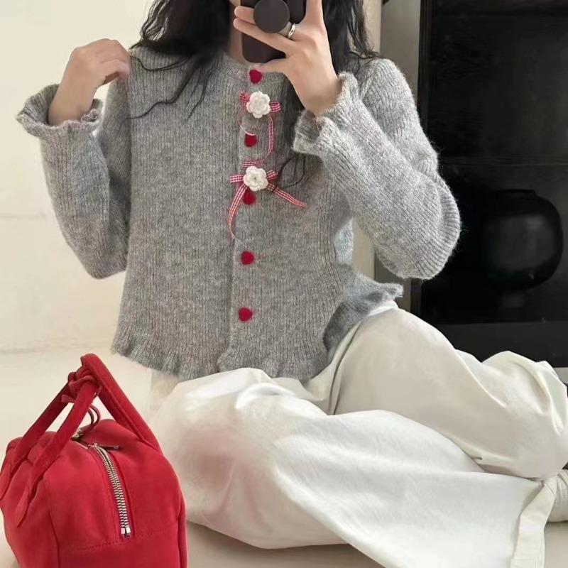 

Съемный бант осенне-зимняя куртка-свитер темпераментный универсальный трикотажный свитер в стиле колледжа one size fits all серый