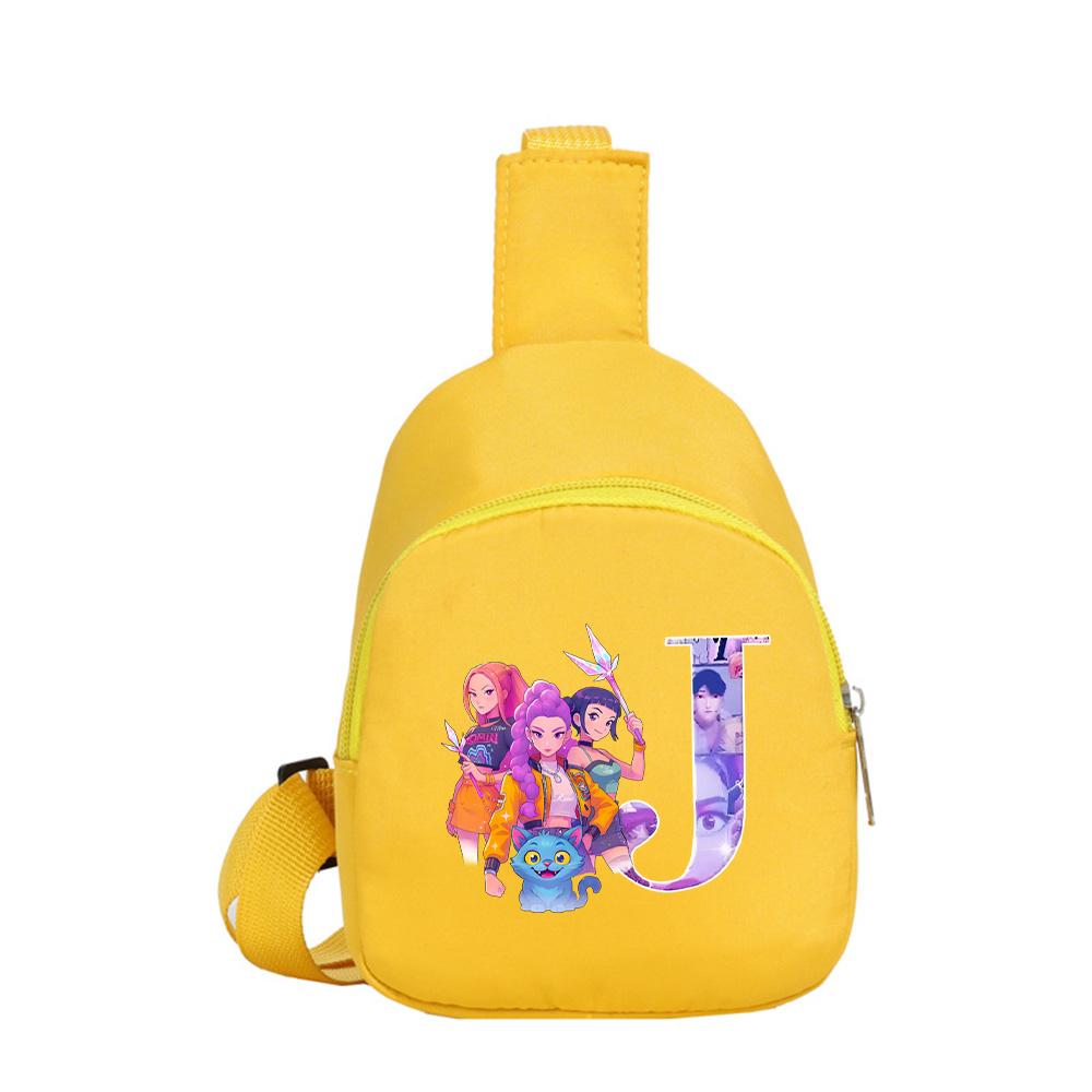 Anime Cartoon 26 English Letter K-Pop Demon Hunters Printed Chest Pack for Boy Girl Shoulder Bag Student Portable Crossbody Pouch Kid Christmas Gift