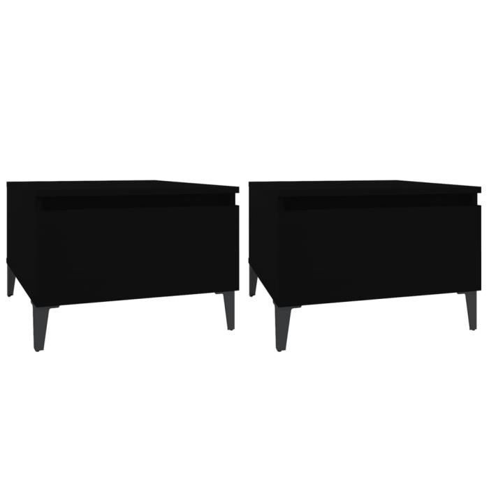 819519 vidaXL Tables d'appoint 2 pcs Noir 50x46x35 cm Bois d'ingénierie