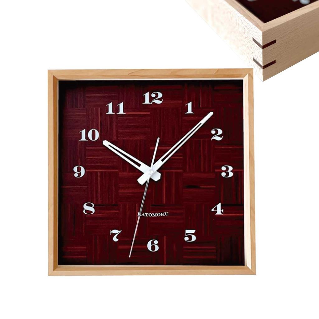 KATOMOKU Muku Square Clock Wood Maple Wall Clock with Continuous Second Hand km-144HM (Quartz Clock)