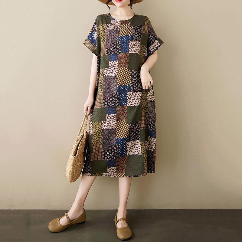 Xitao Geometrisches Print-Kleid mit Rundhalsausschnitt ZMY1129