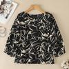 ZANZEA Women Casual Round Neck Loose 3/4 Sleeve Print Blouse