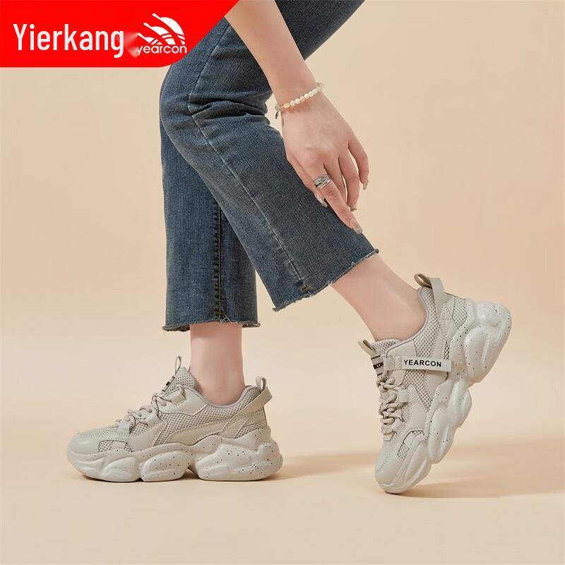 YEARCON Women s Mesh Breathable Dad Sneakers 6 светло-серый