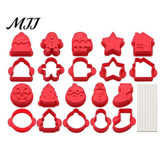 DIY Lollipop Cake Making Kit 10 Pairs Christmas Cookie Cutter Set, Biscuit Stamp Mold with Pop Sticks, Gingerbread Decorative Molds Man Tree