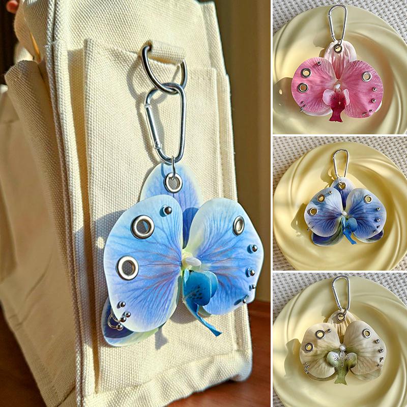 Women Girls Simulation Flowers Personality Artificial Butterfly Orchid Gift Alloy Fashion Accessories Pendant Ornament 5 Colors