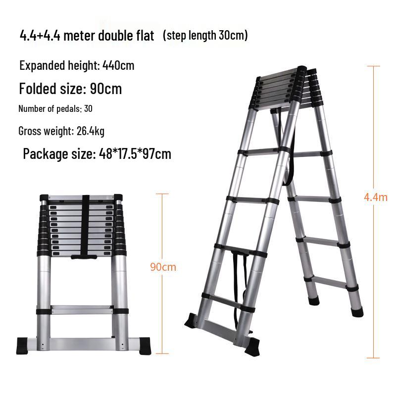 Multi-Functional Aluminum Telescopic Ladder - Herringbone Design, Foldable, Thickened for Household and Large Joint Decoration.