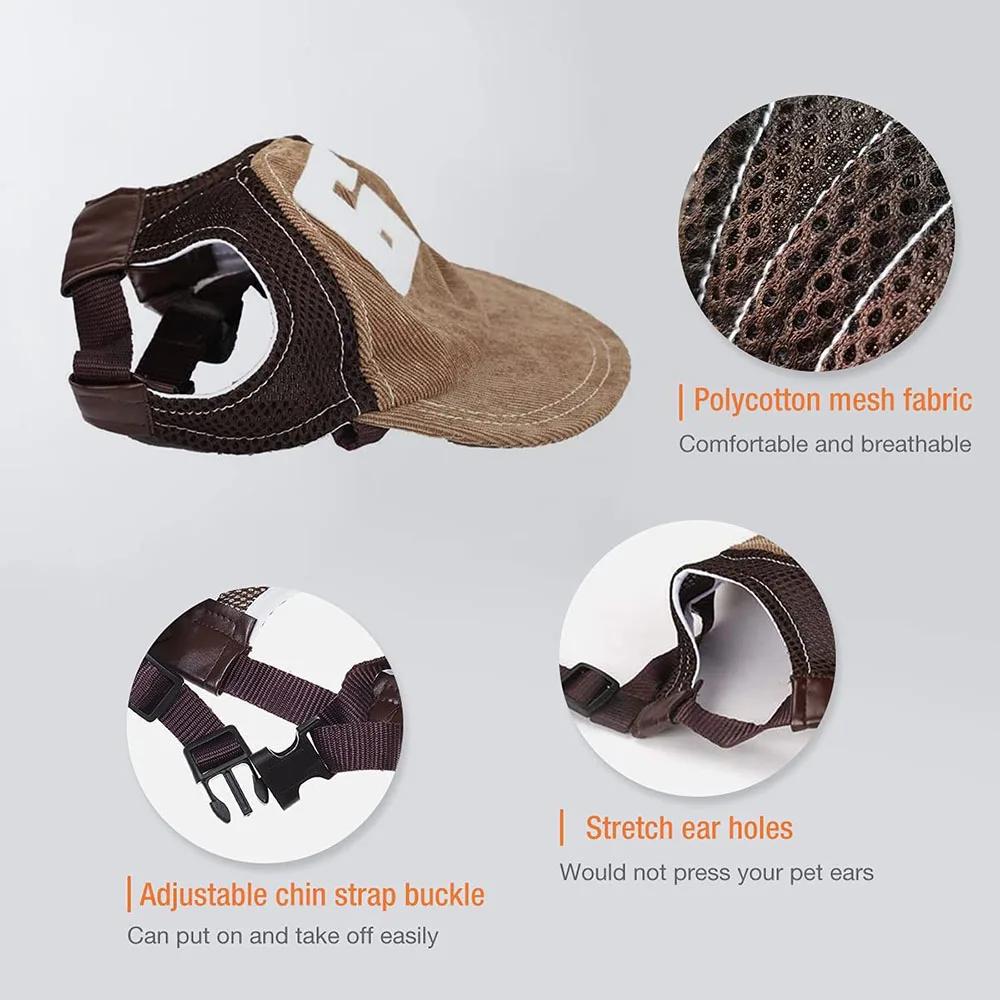 Outdoor Sports Hat with Ear Holes Pet Hat for Small Large Dogs Dog Accessories Adjustable Sunscreen Dog Hat Baseball Cap