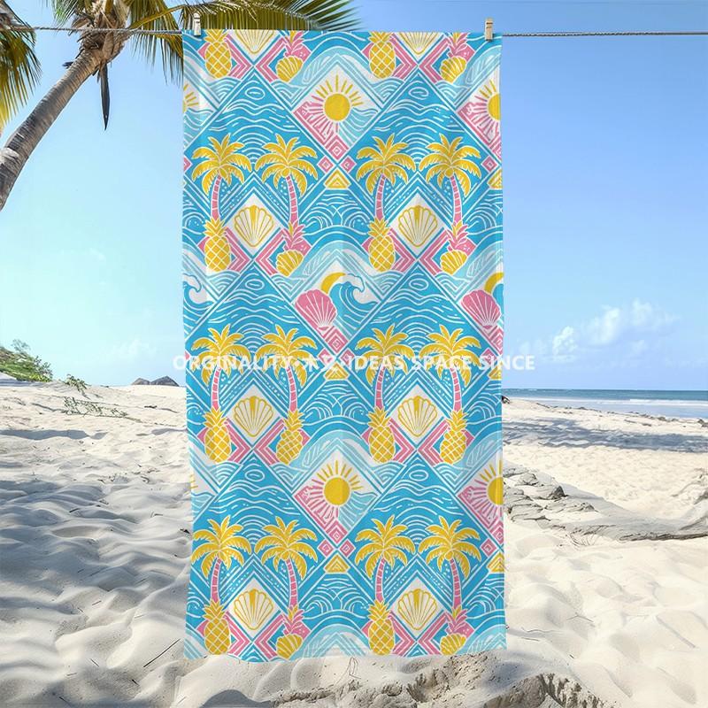 Retro Tropical Beach Towel Patterned Sunscreen And Windproof Suitable For Swimming Pool Camping Travel