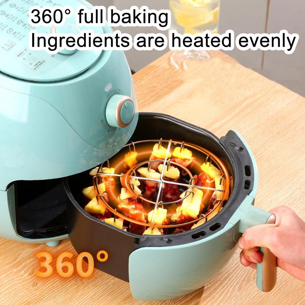 Stainless Steel Vertical Grill Rack Skewer Holder Air Fryer Accessory with 24 Skewers Air Fryers Grill Rack Kitchen Supplies