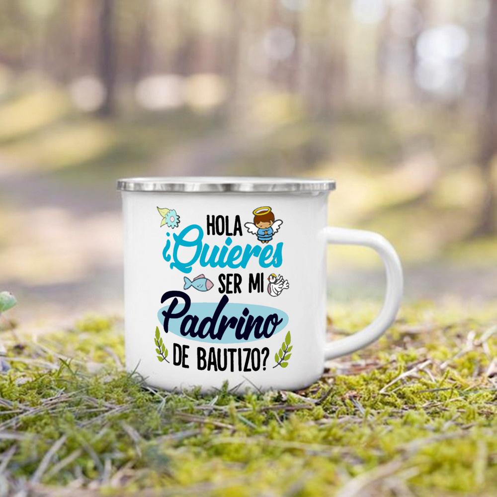 Miglior Madrina Padrino Del Mondo Stampa Tazza Smaltata Amico Tazza da Caffè Campeggio Tazze Migliore Idea Regalo per Madrina Padrini