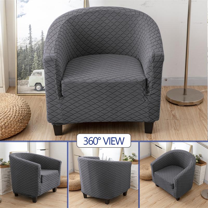 Nordic Club Tub Chair Cover Solid Color Plaid Armchair Covers Stretch Home Single Sofa Slipcovers for Study Bar Counter El