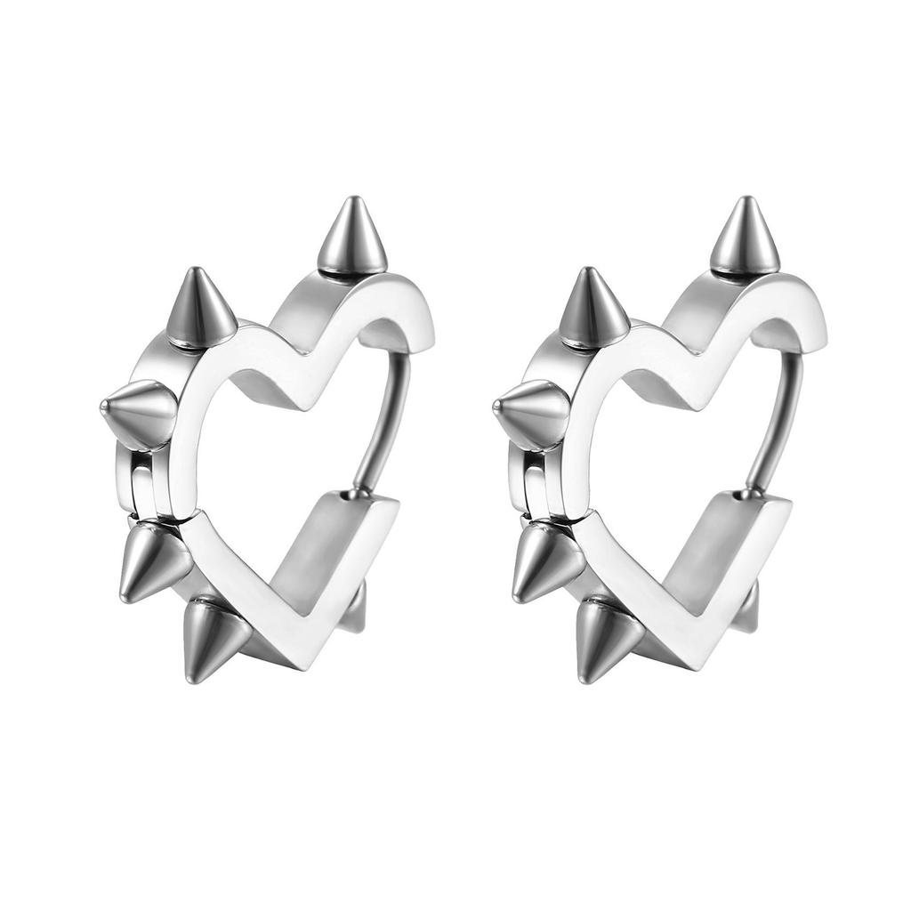 Unisex Titanium Steel Heart Cone Geometric Earrings - Hip-Hop Style