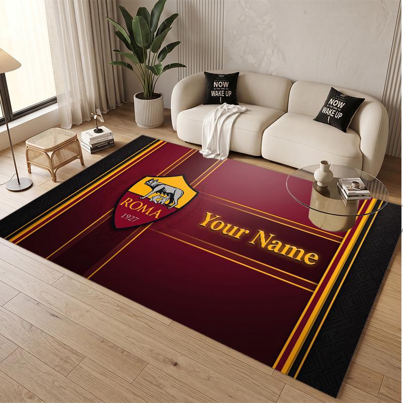 Personalized Crystal Velvet Carpet AS Roma FC Pattern Non Slip Floor Rug