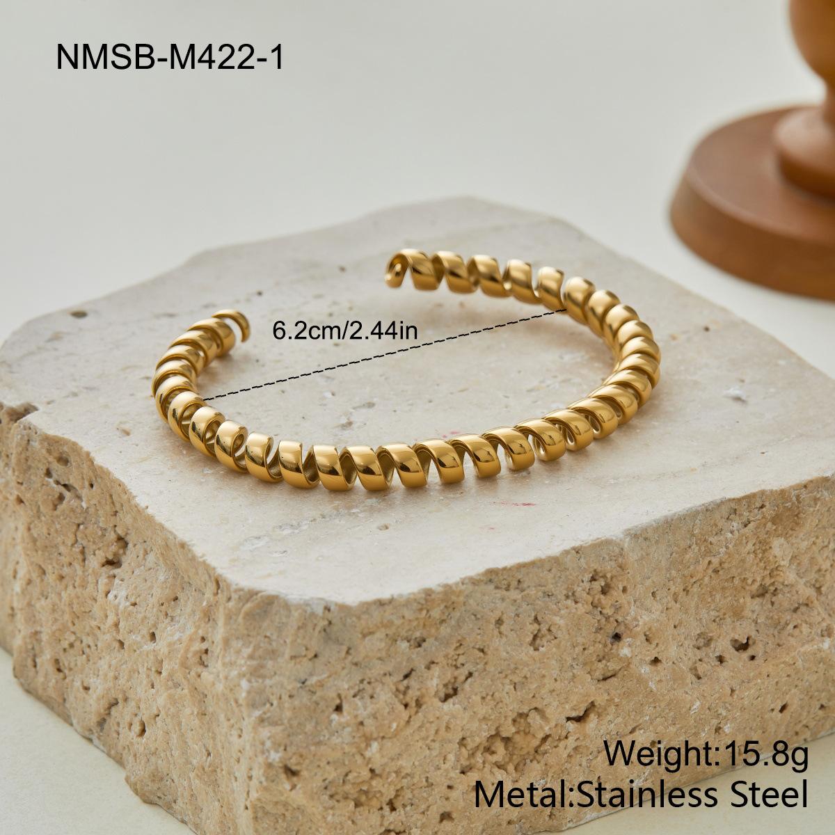 GEMCHIC Women s Gold and Silver Plated Stainless Steel Beaded Bracelet Geometric Twist Design