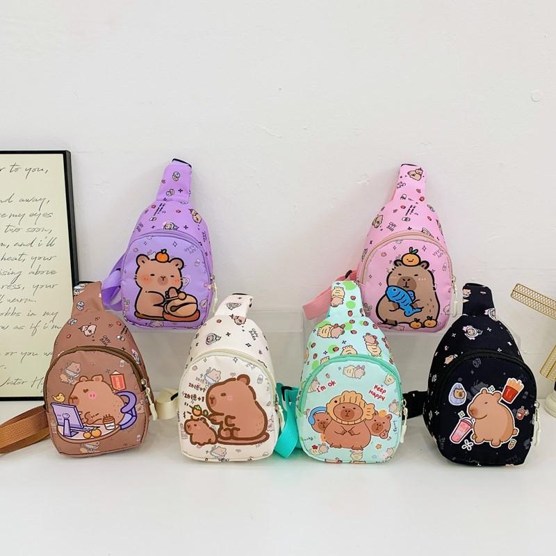 Printed Capybara Children Diagonal Package Polychrome Casual Outdoor Chest Bag
