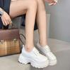 Fashion 9.5CM Genuine Leather Chunky Sneakers Autumn Thick Soled Pumps Spring Women Platform Wedge Fashion Ladies Vulcanize Shoes