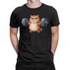 Cat Weightlifting T Shirts Men Cotton Awesome TShirt Crewneck  Tees Short Sleeve Clothes Original