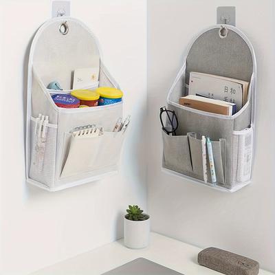 Wall Mounted Storage Bag with Dual Pockets and Mesh Side Compartments, Multi-purpose Hanging Storage Bag