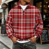 Heren Geruite Quarter-Zip Long Sleeve Flanellen Sweatshirt Casual