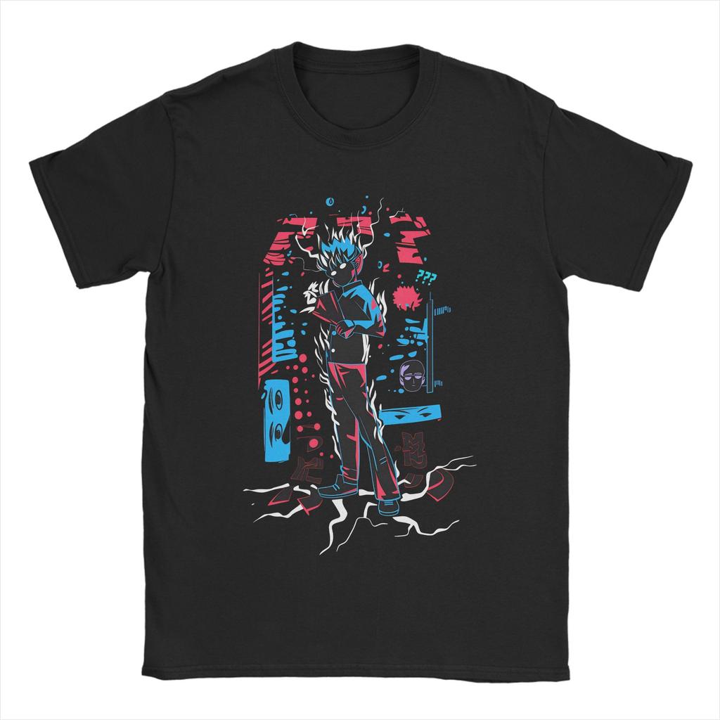 Mob Psycho Club TShirt for Unisex Crazy Pure Cotton Tee Shirt Round Neck Short Sleeve T Shirt Classic Clothing