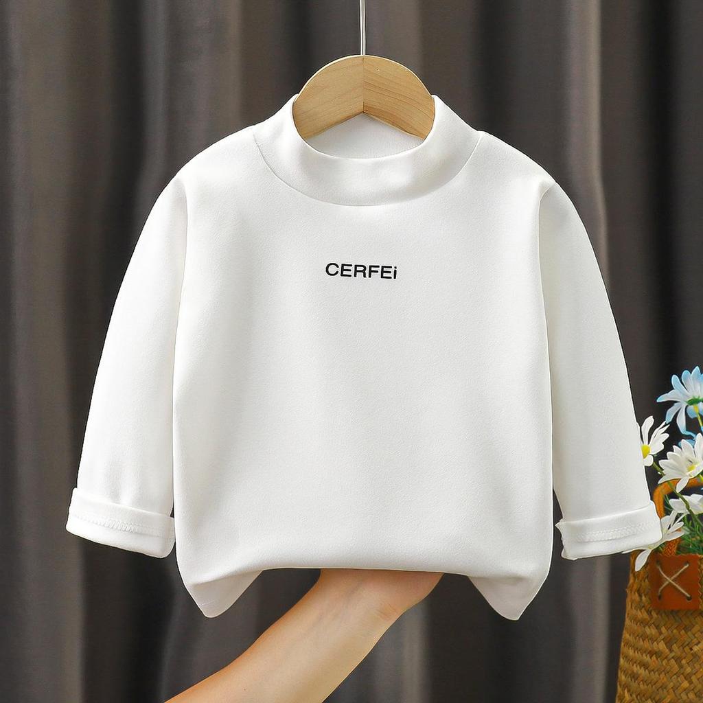 Children's Thermal Fleece Long-Sleeve Top, Base Layer Round Neck Shirt for Autumn/Winter.